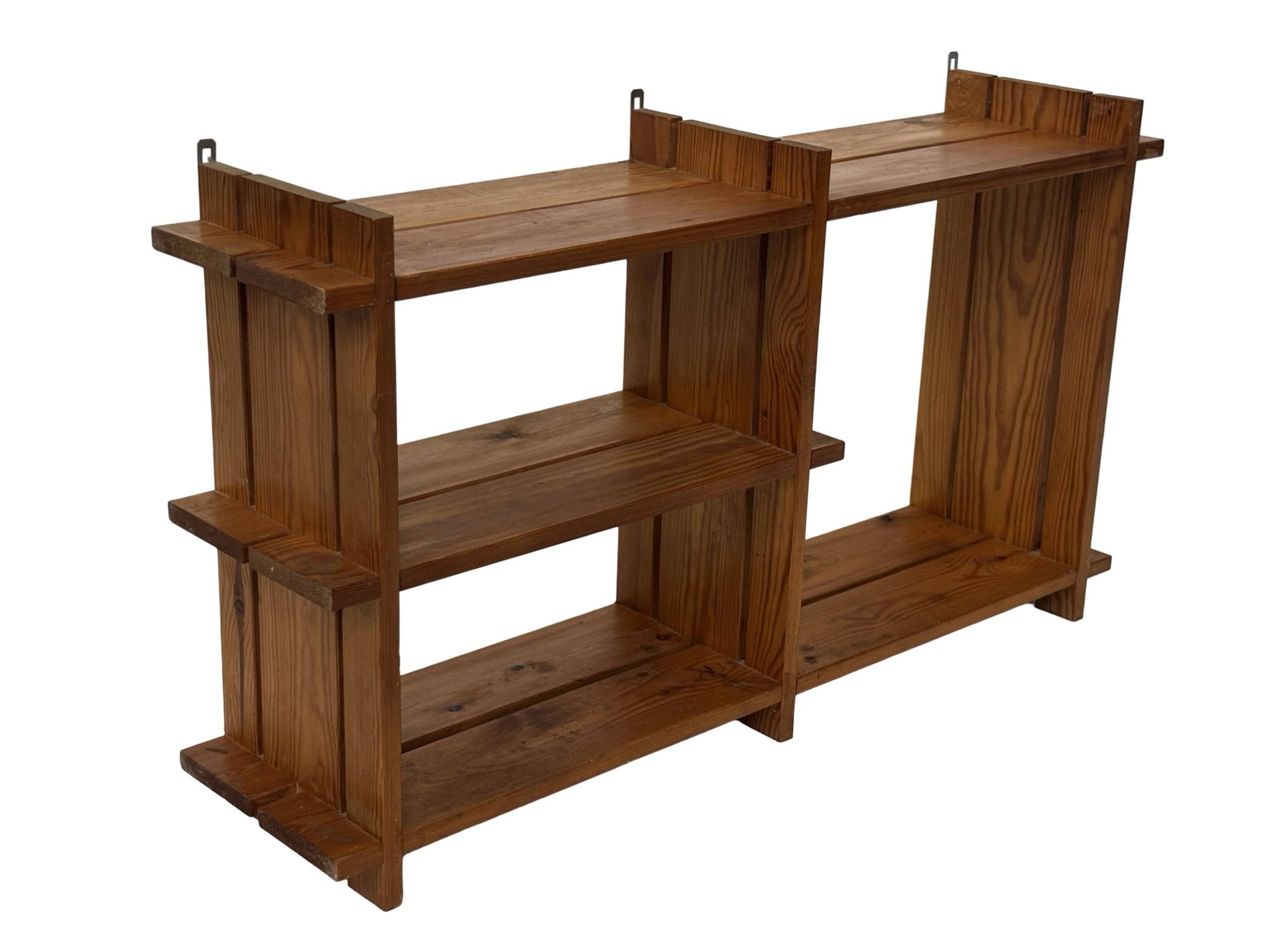 Vintage Wall shelf rack Pinewood wood 70s design