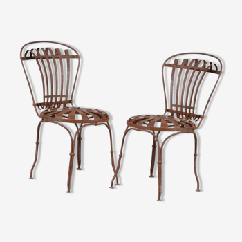 Paire de chaises de jardin par François Carre, France 1950