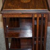 Edwardian revolving bookcase in hardwood with Sheraton inlay.