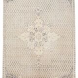 6x8 Vintage Cream & Black Oriental Persian Rug, 176x259Cm