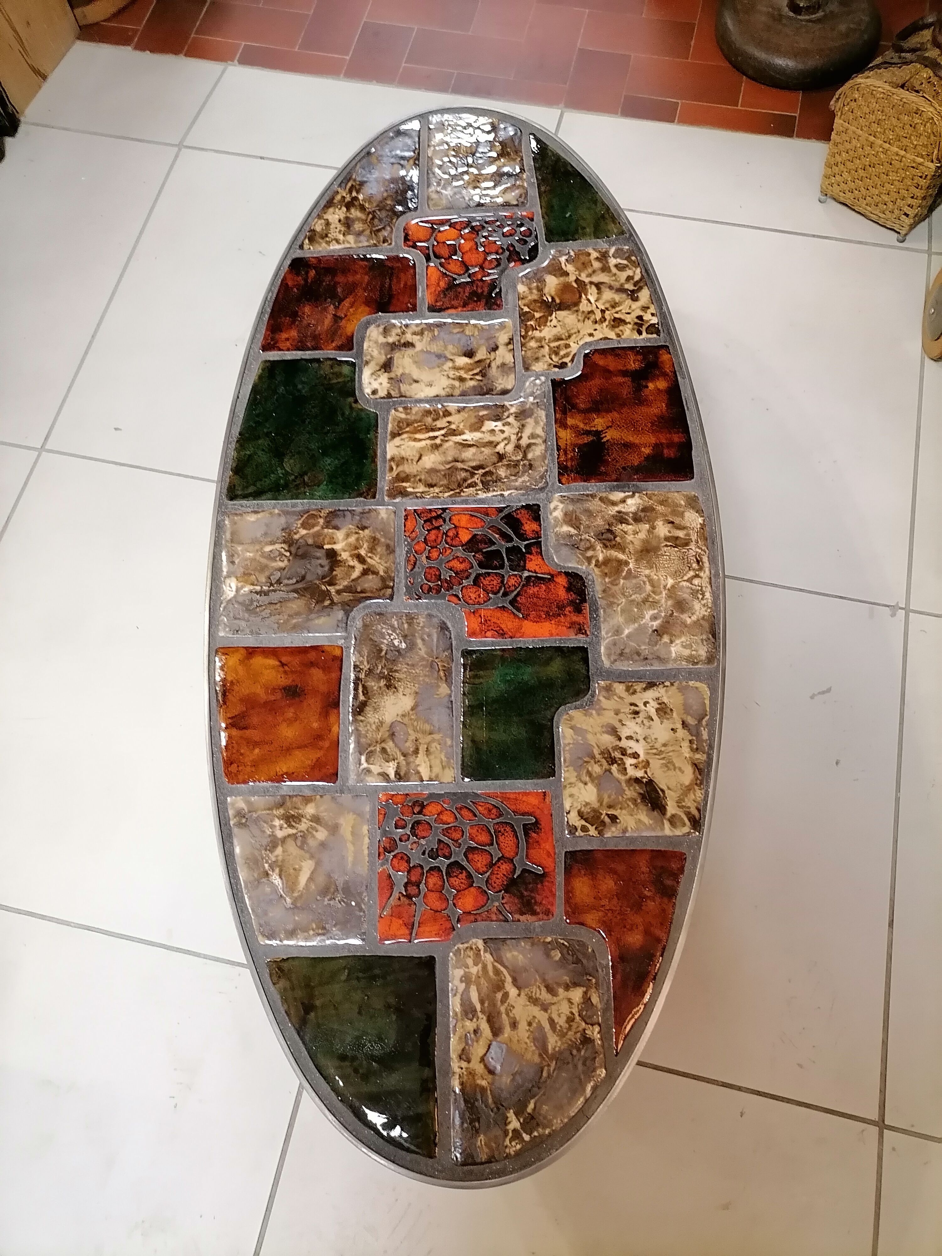 Vintage ceramic steel coffee table