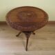 Carved African Hardwood Occasional Table with Geometric Top and Interlocking Legs