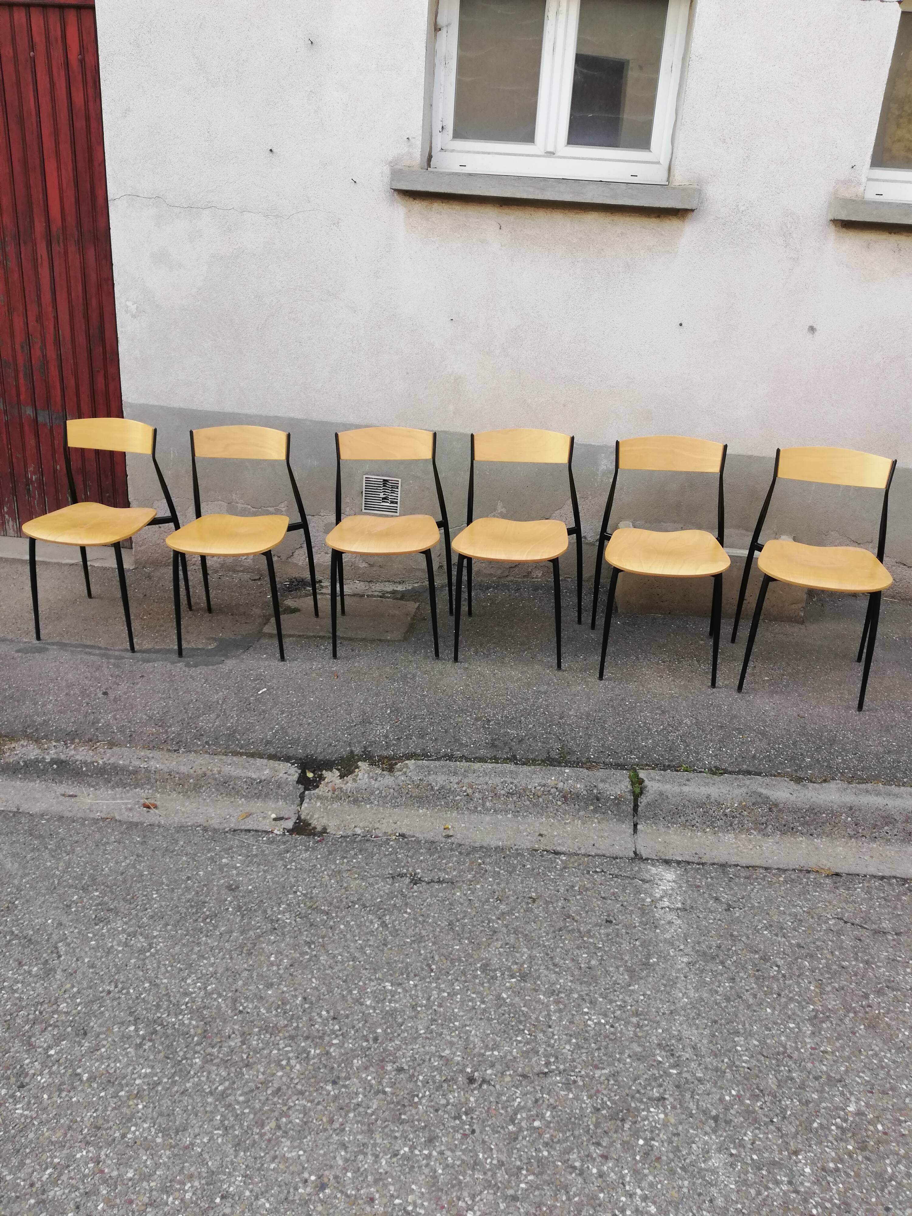Set de 6 chaises vintage métal et bois