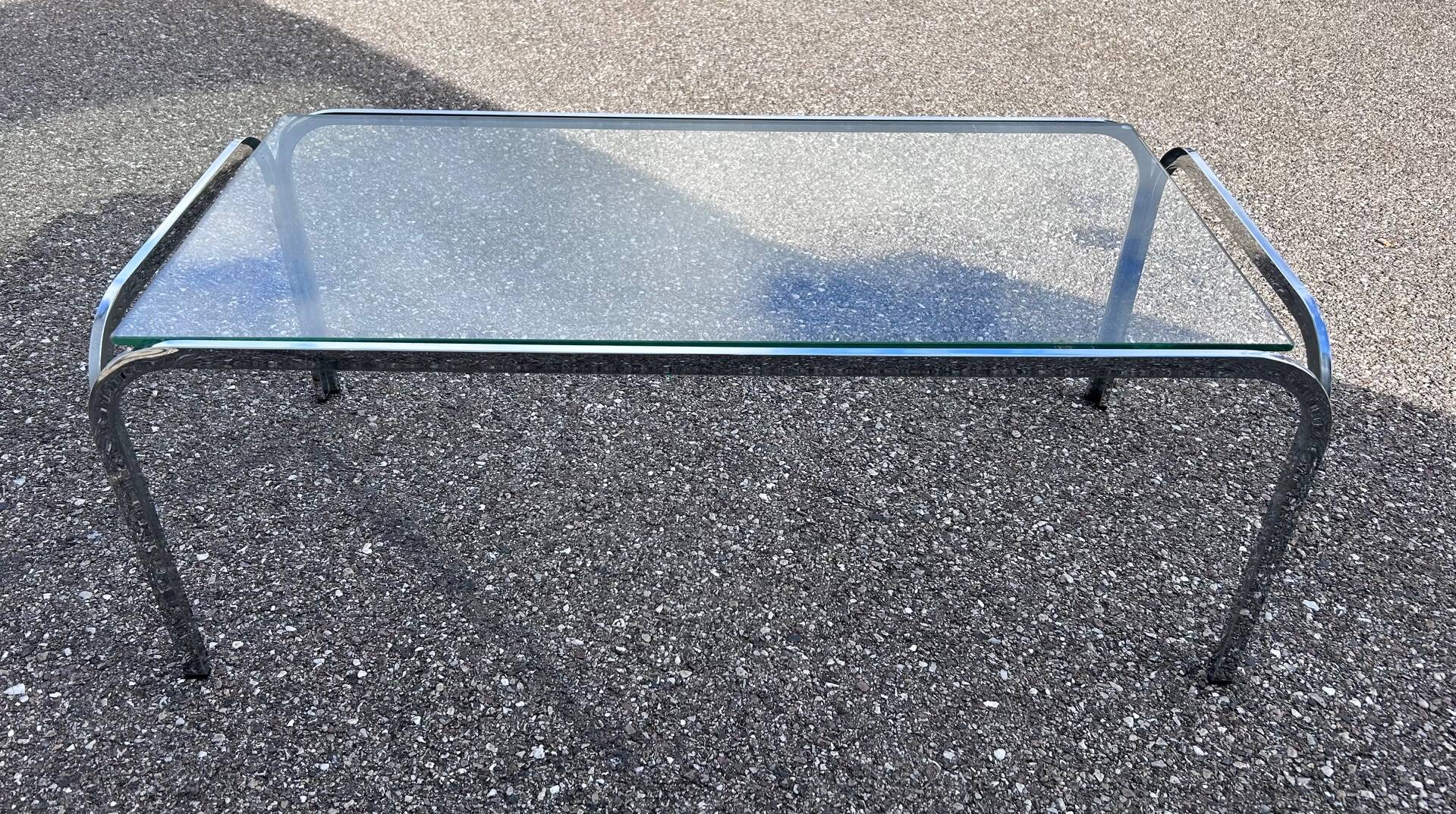 chrome and glass coffee table 1970