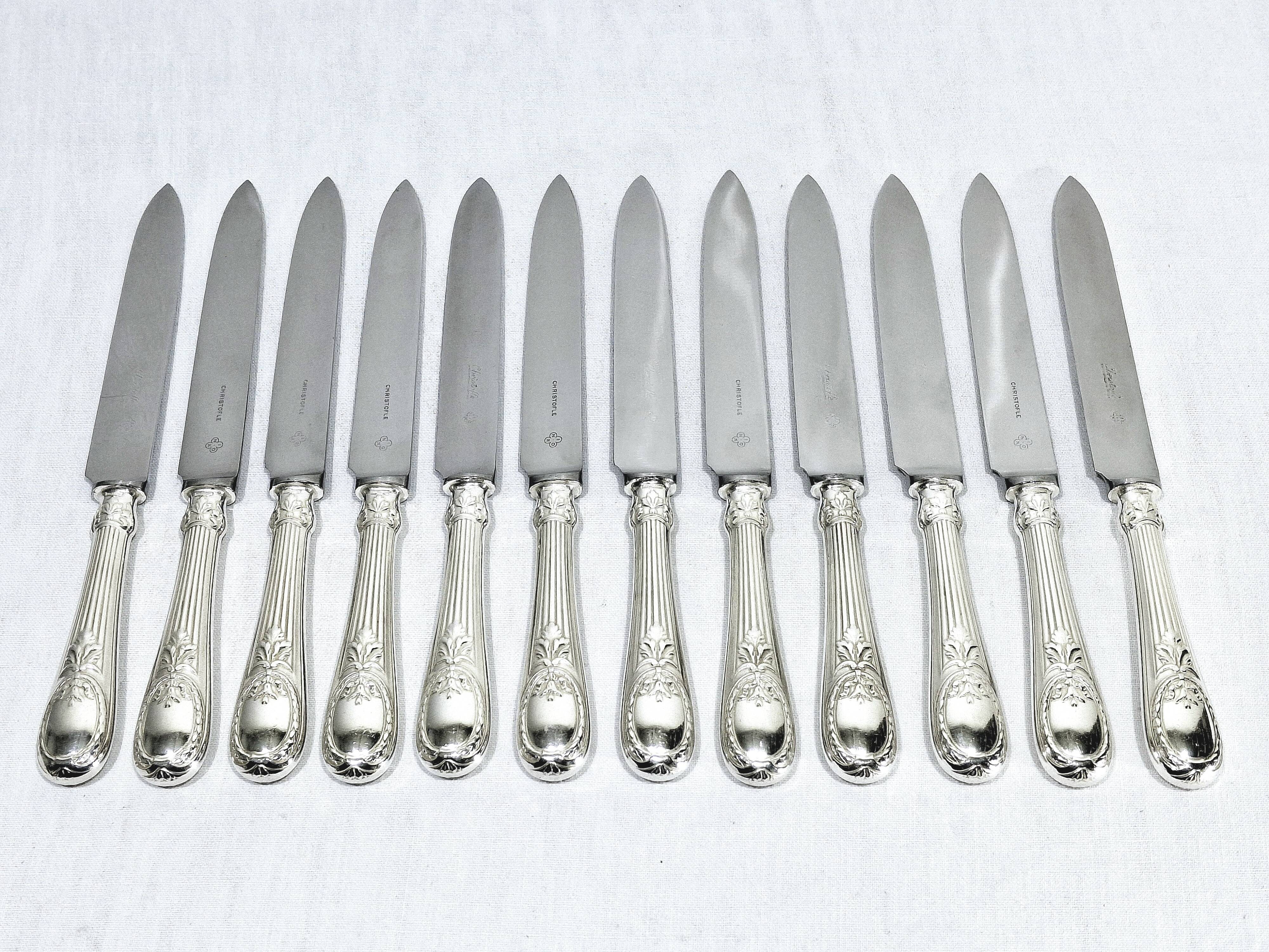 Christofle Cutlery Set - Trianon Model - 155 Pieces, Silver-Plated Metal
