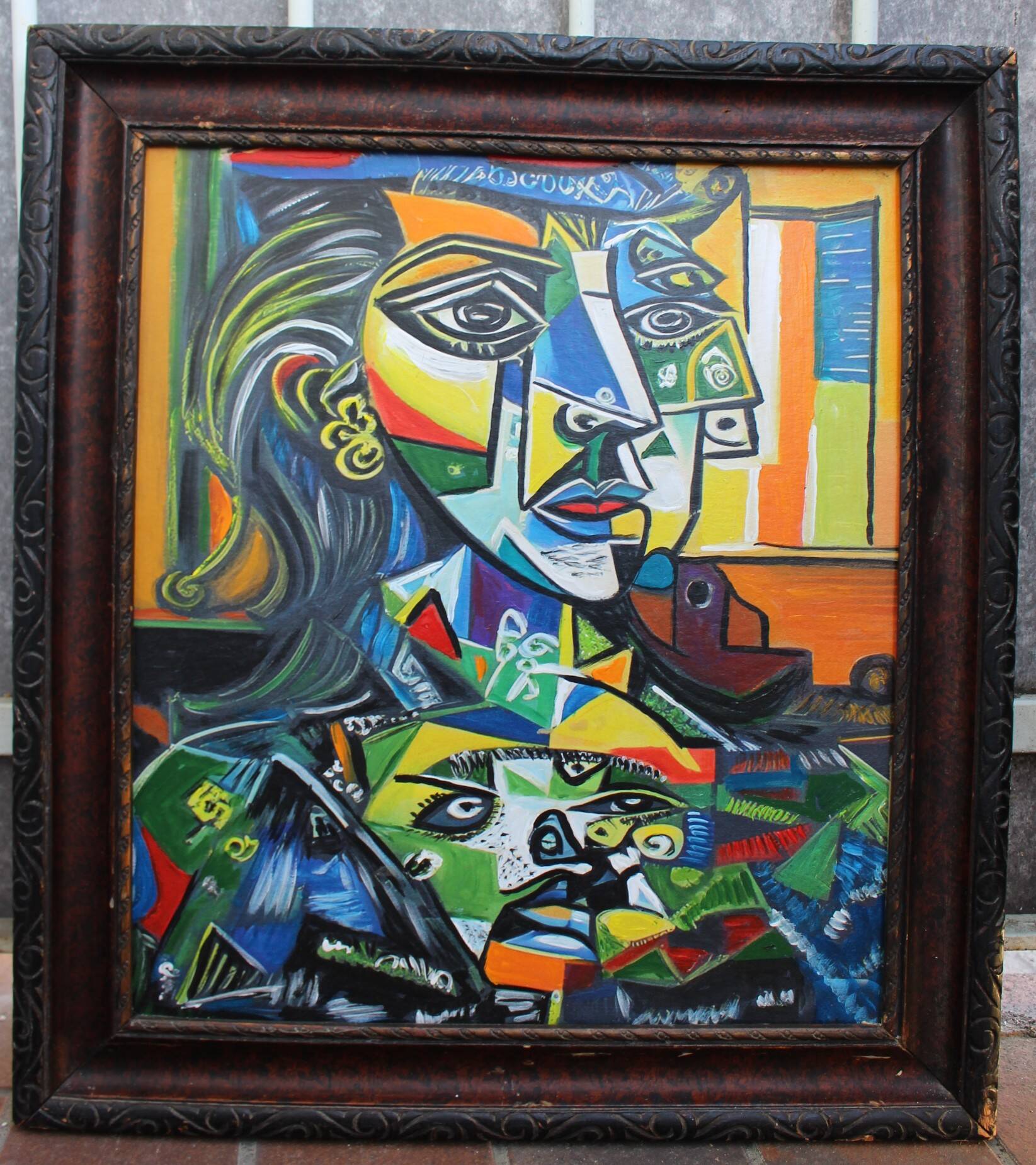 1970s Cubist Oil Painting