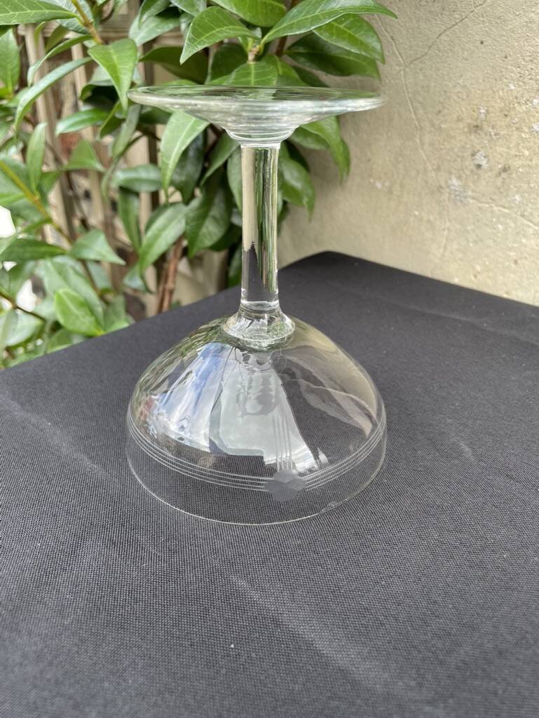 6 engraved crystal champagne glasses – Art Deco