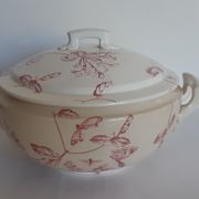 Soup pattern "Chevrefeuille" iron earth, Salins, porcelain