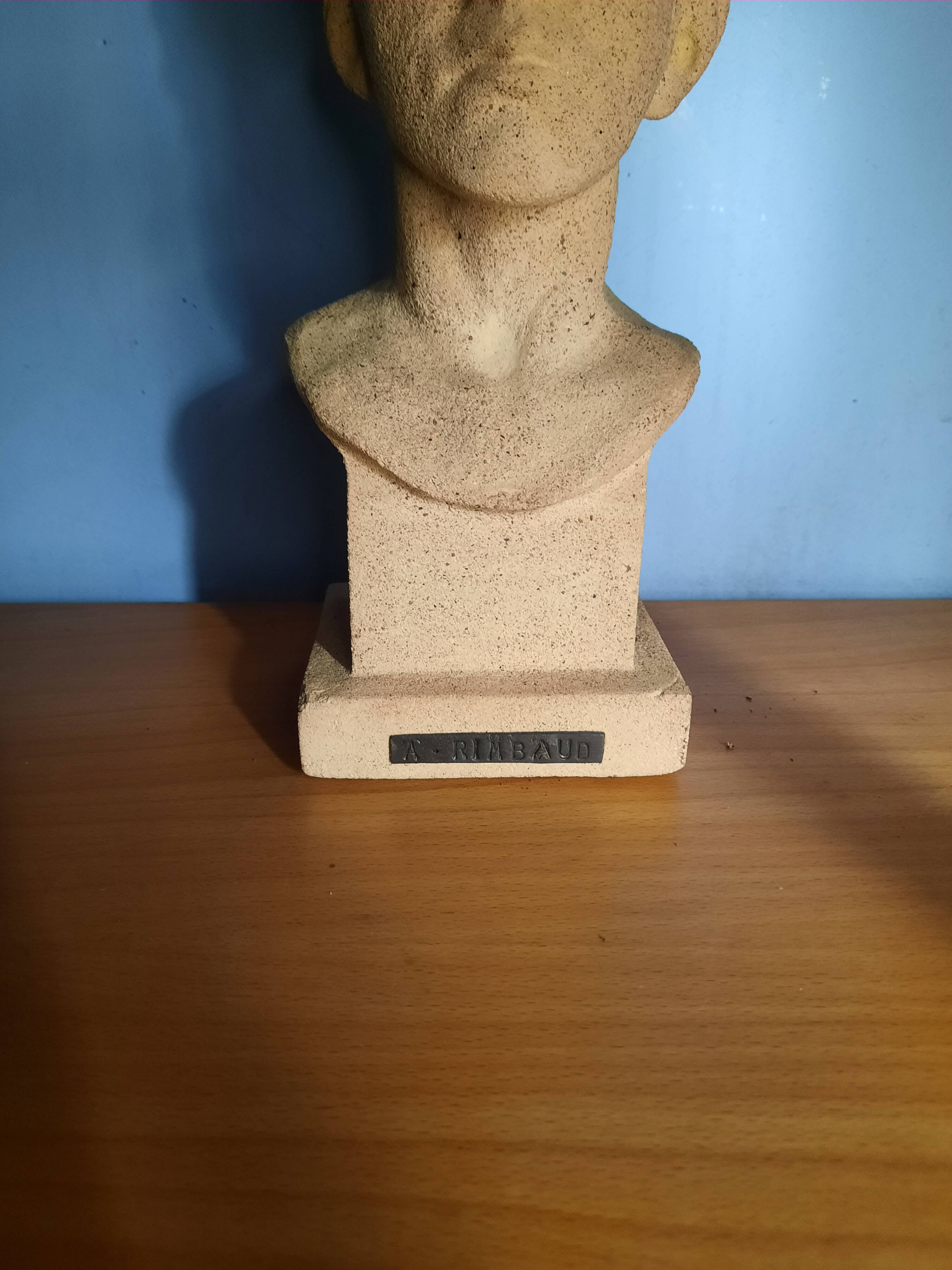 Bust of Arthur Rimbaud in stone