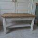 Coffee table made from a vintage table, pearl gray patina, wooden top.