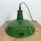 Industrial Green Enamel Factory Pendant Lamp from Revo, 1950s