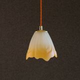Old french ceiling light in opalescent and orange glass, french pendant light - circa 1960