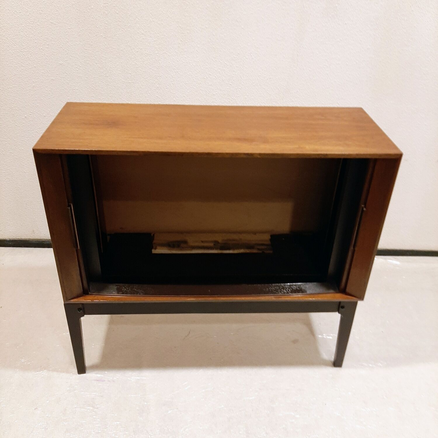Mid-century audio cabinet with sliding door