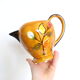 Pichet en céramique, marron et fleuri, vintage