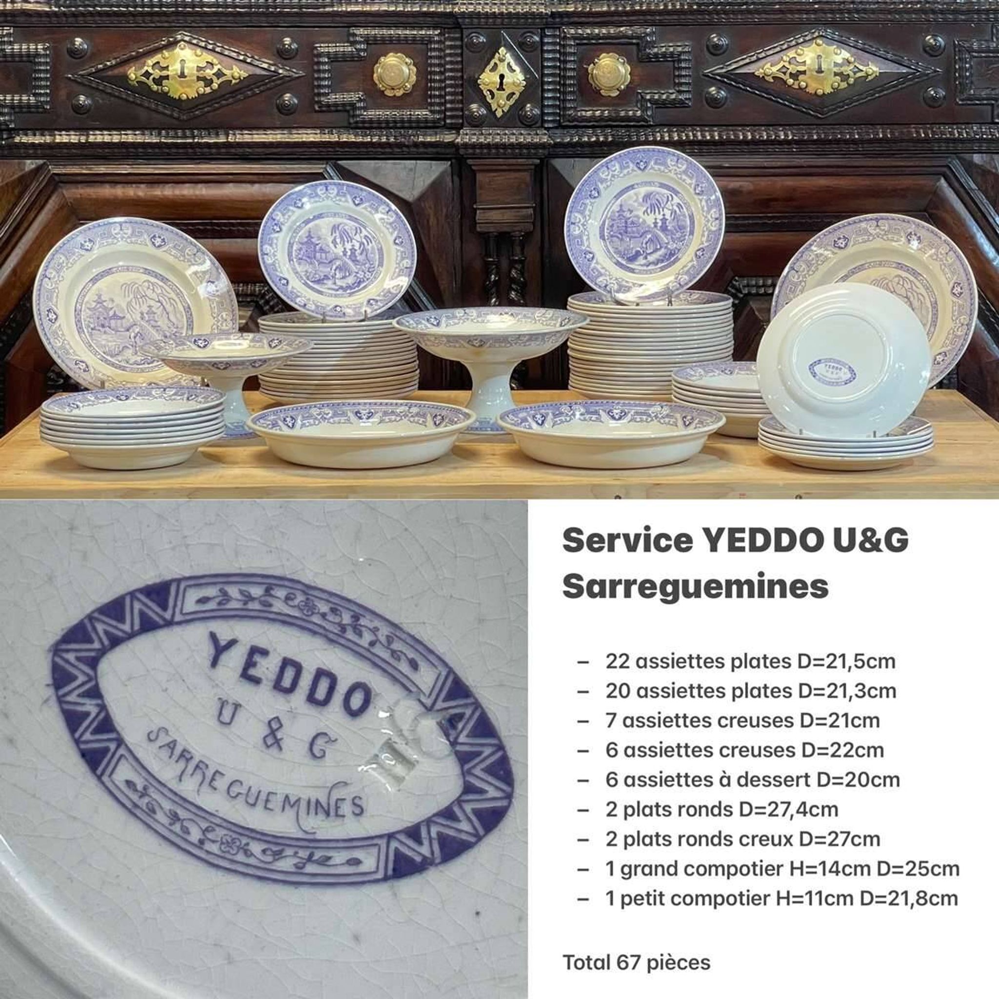 Service yeddo sarreguemines début xxème 67 pièces.