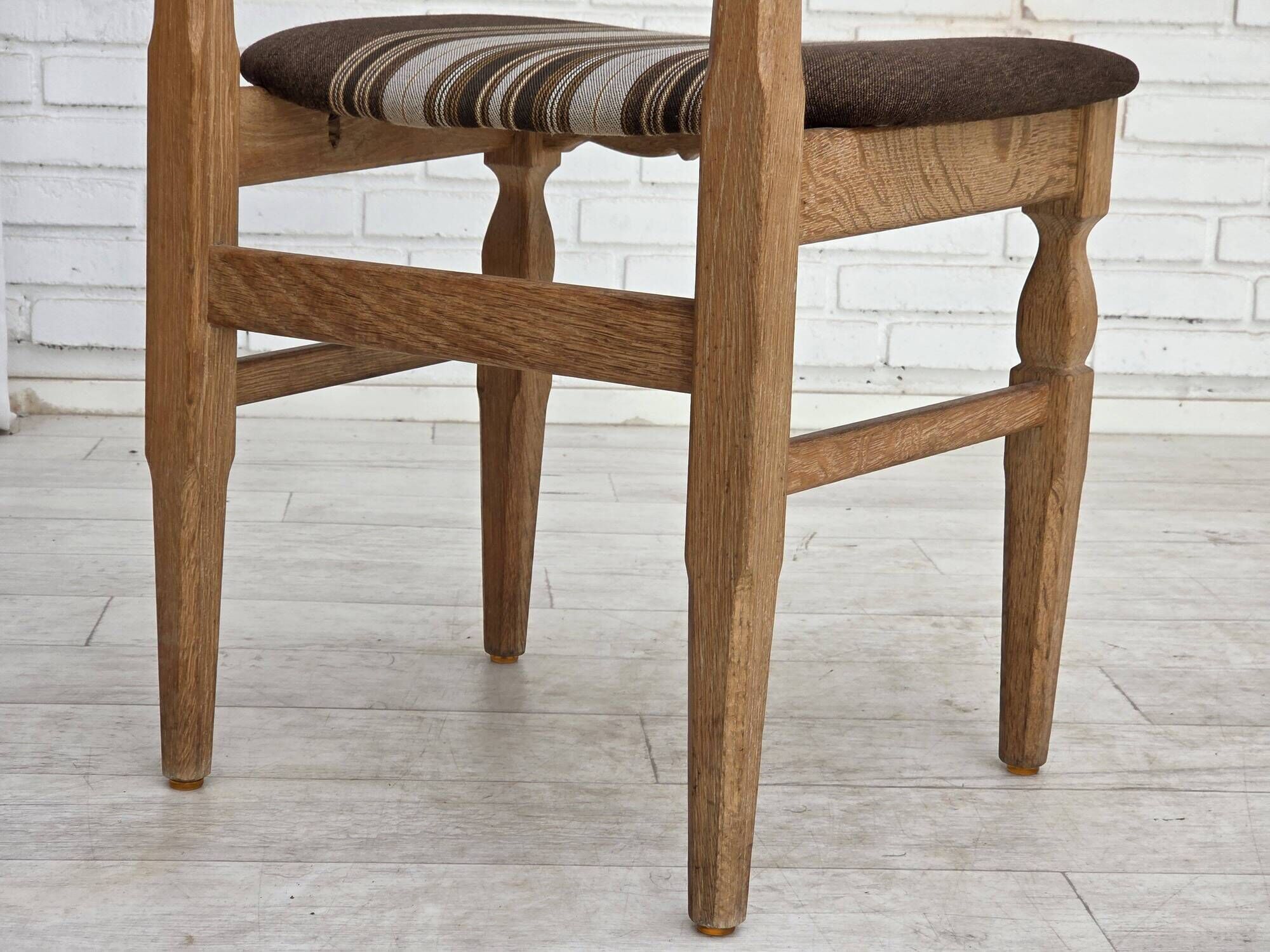 1960s, Danish design by Henning Kjærnulf, et of 4 chairs, wool, oak wood.