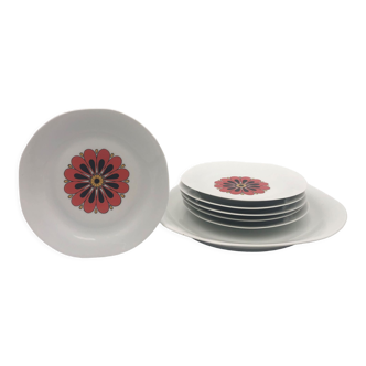 Jacques-André Souchet for Massé Surget set of six plates and a dish