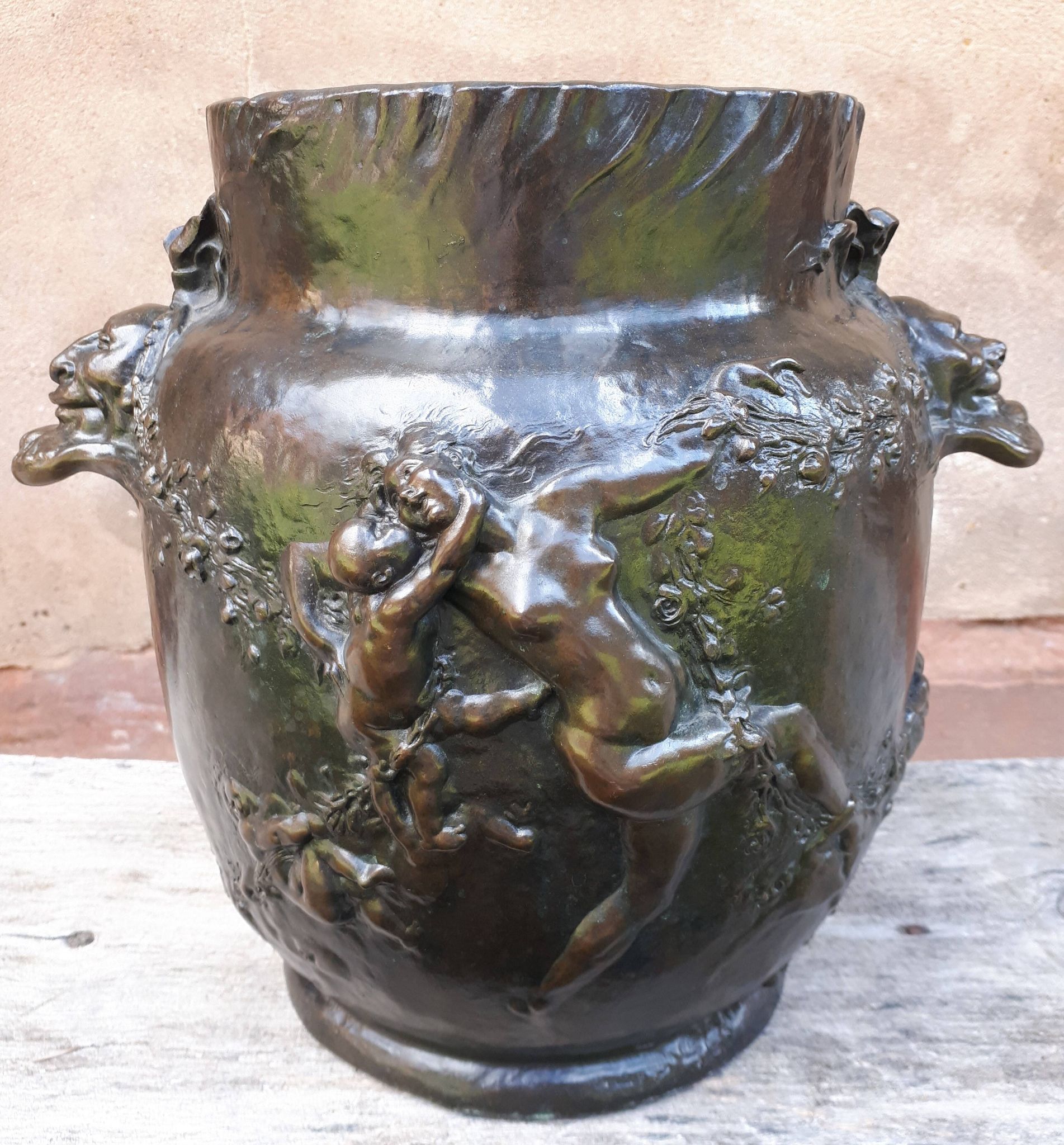 Art Nouveau Bronze Planter, by Joseph Chéret
