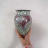 Green/pink speckled ceramic vase