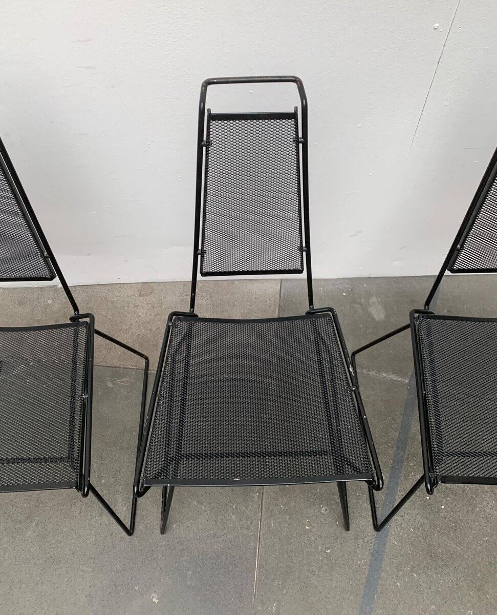 Set of vintage postmodern metal accent chairs by Rolf Rahmlow, 1980s.