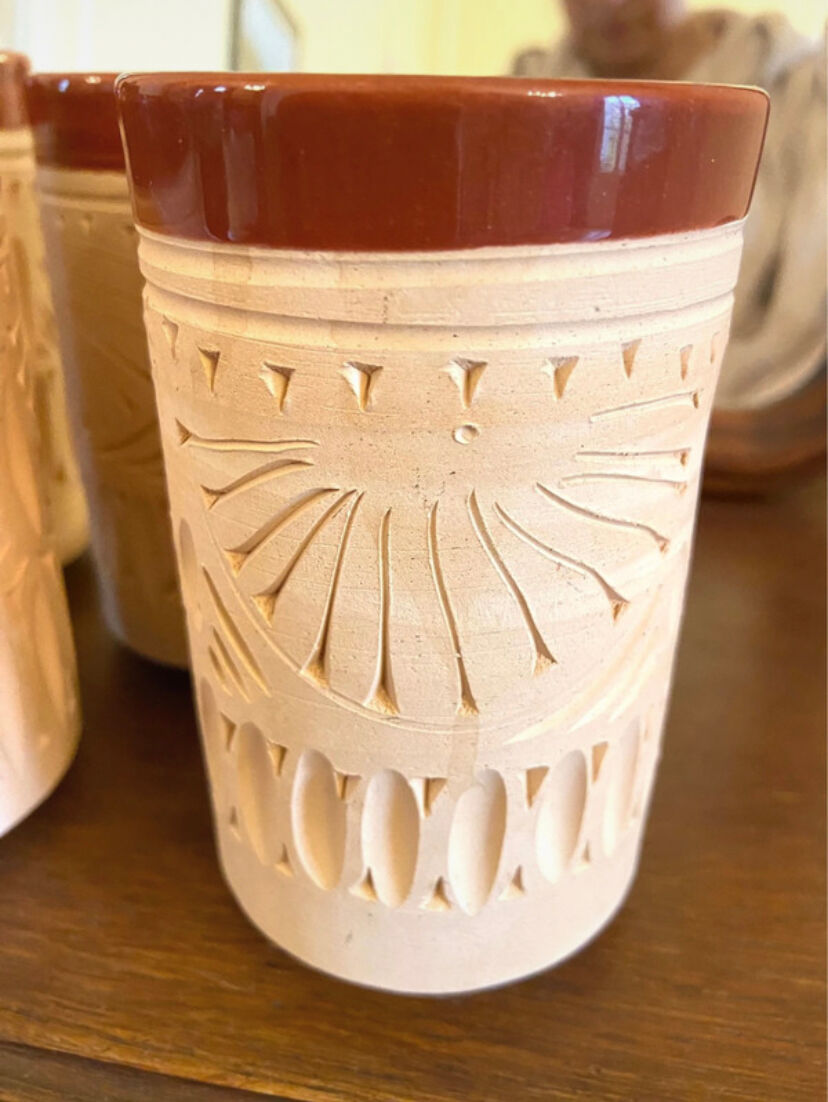 Four hand-sculpted ceramic glasses