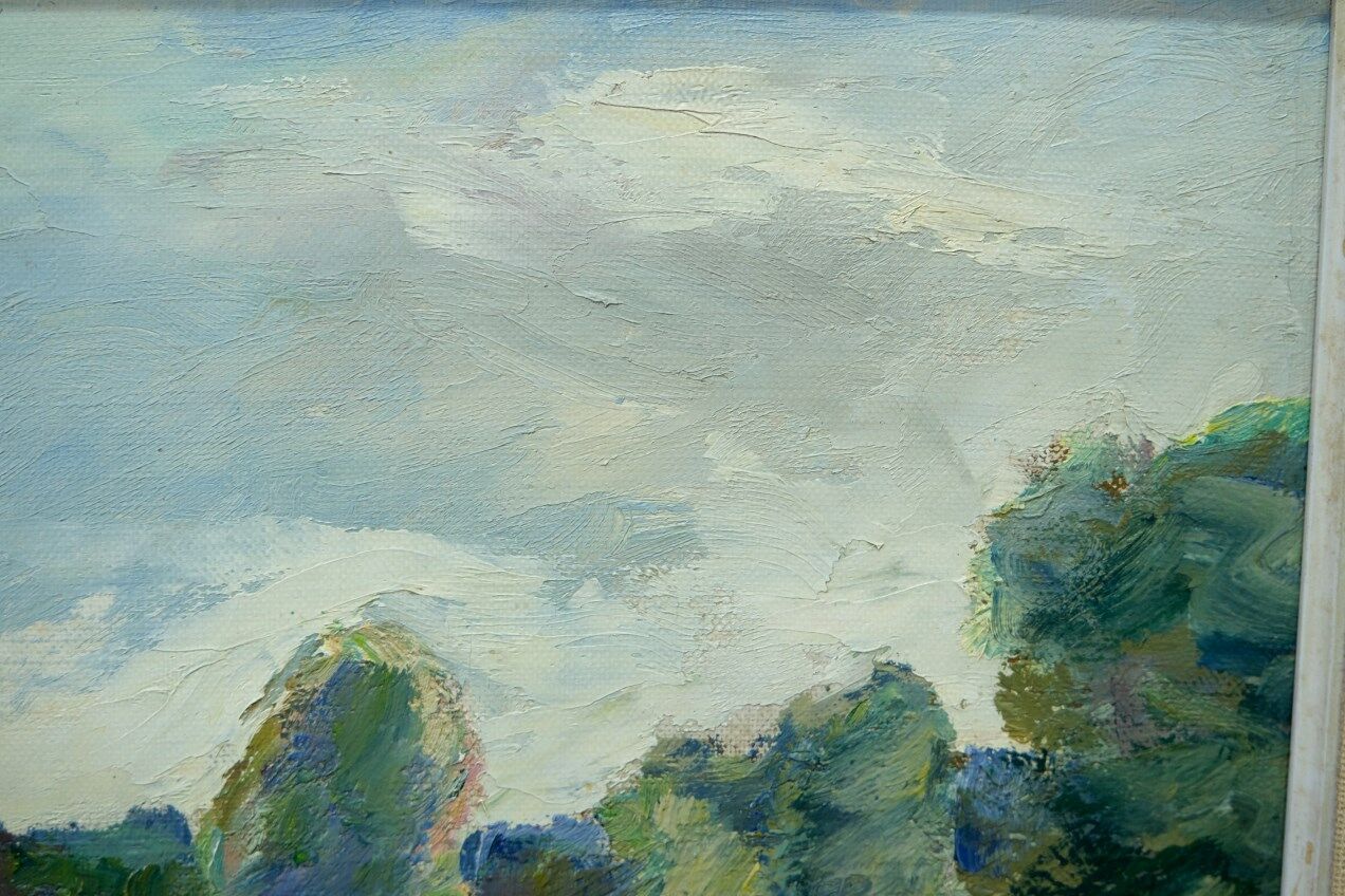 Katarina Fontaine, Swedish Modern Landscape, Oil on Panel, 1950s, Framed