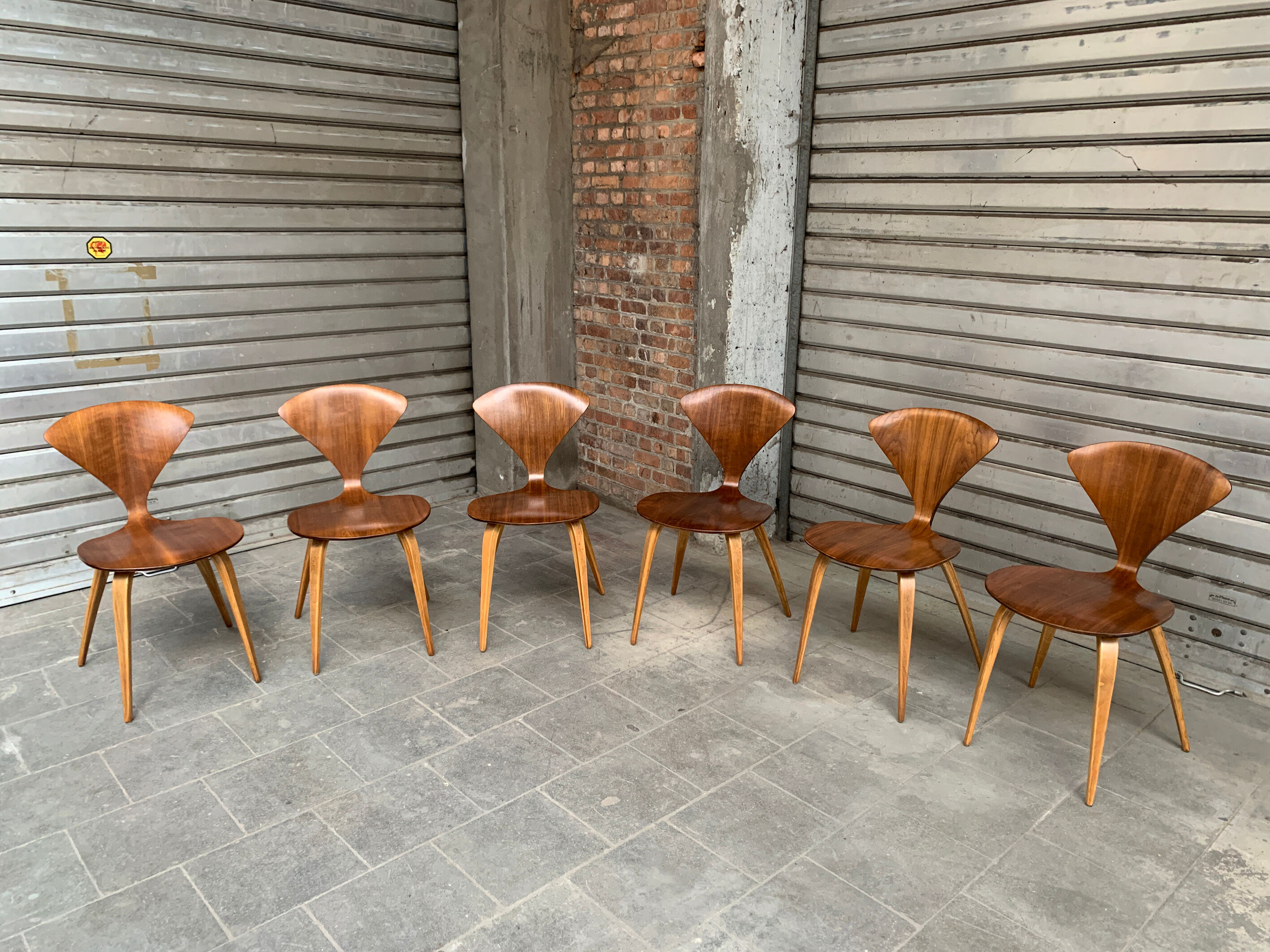 Series of 6 Norman Cherner chairs for Plycraft USA in teak, 1960s