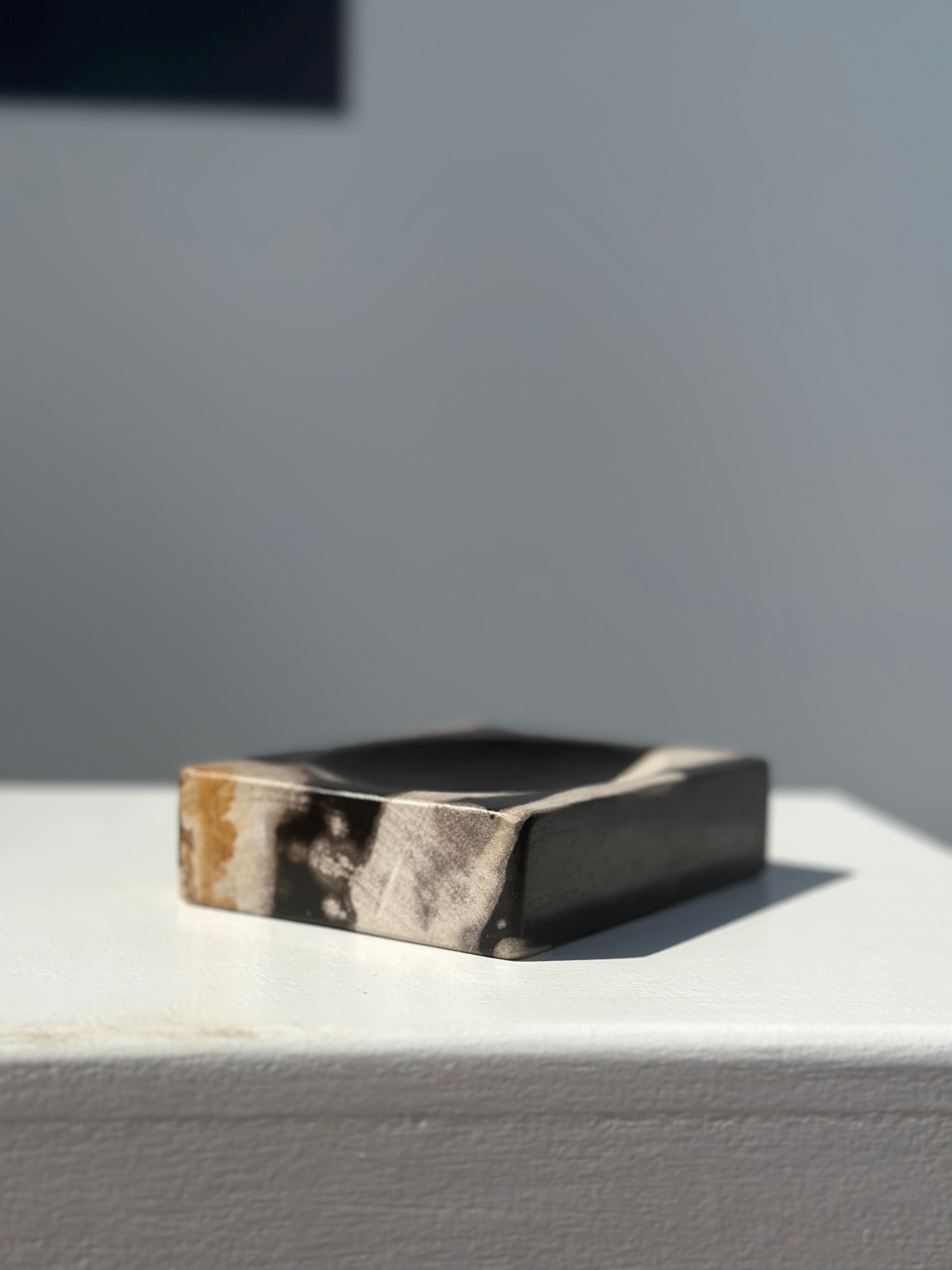 Symmetrical multicolored petrified wood soap dish