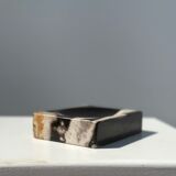 Symmetrical multicolored petrified wood soap dish