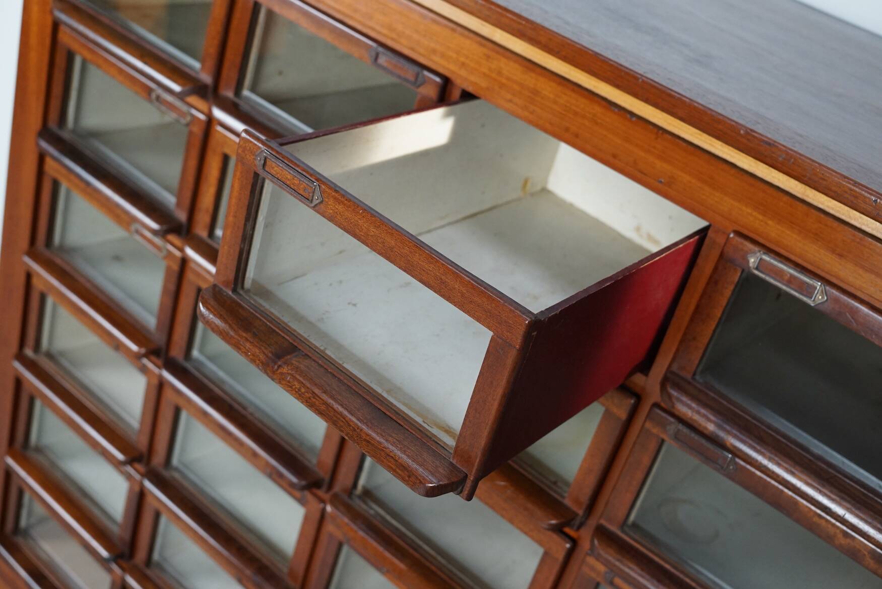 Vintage Dutch Hardwood Haberdashery Shop Cabinet, 1930s