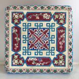 Longwy enamel trivet with geometric patterns, late 19th century