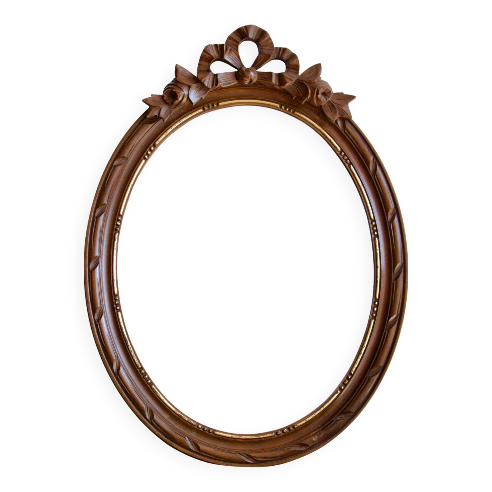 Gustavian knot hand carved oval wooden mirror