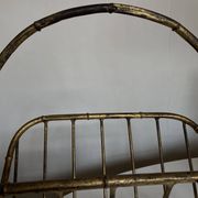 1960 magazine rack faux bamboo in beaten gold iron Italian craftsmanship