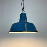 Industrial blue enamel pendant lamp, 1960s