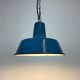 Industrial blue enamel pendant lamp, 1960s