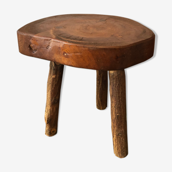 Brutalist oak side table