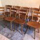 Set of 8 vintage beech chairs compass feet 1960's