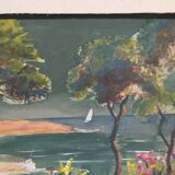 Mediterranean beach, watercolor on cardboard, early 20th century
