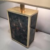 Lamp in gilded metal and stylized glass. In the style of Aldo Tura