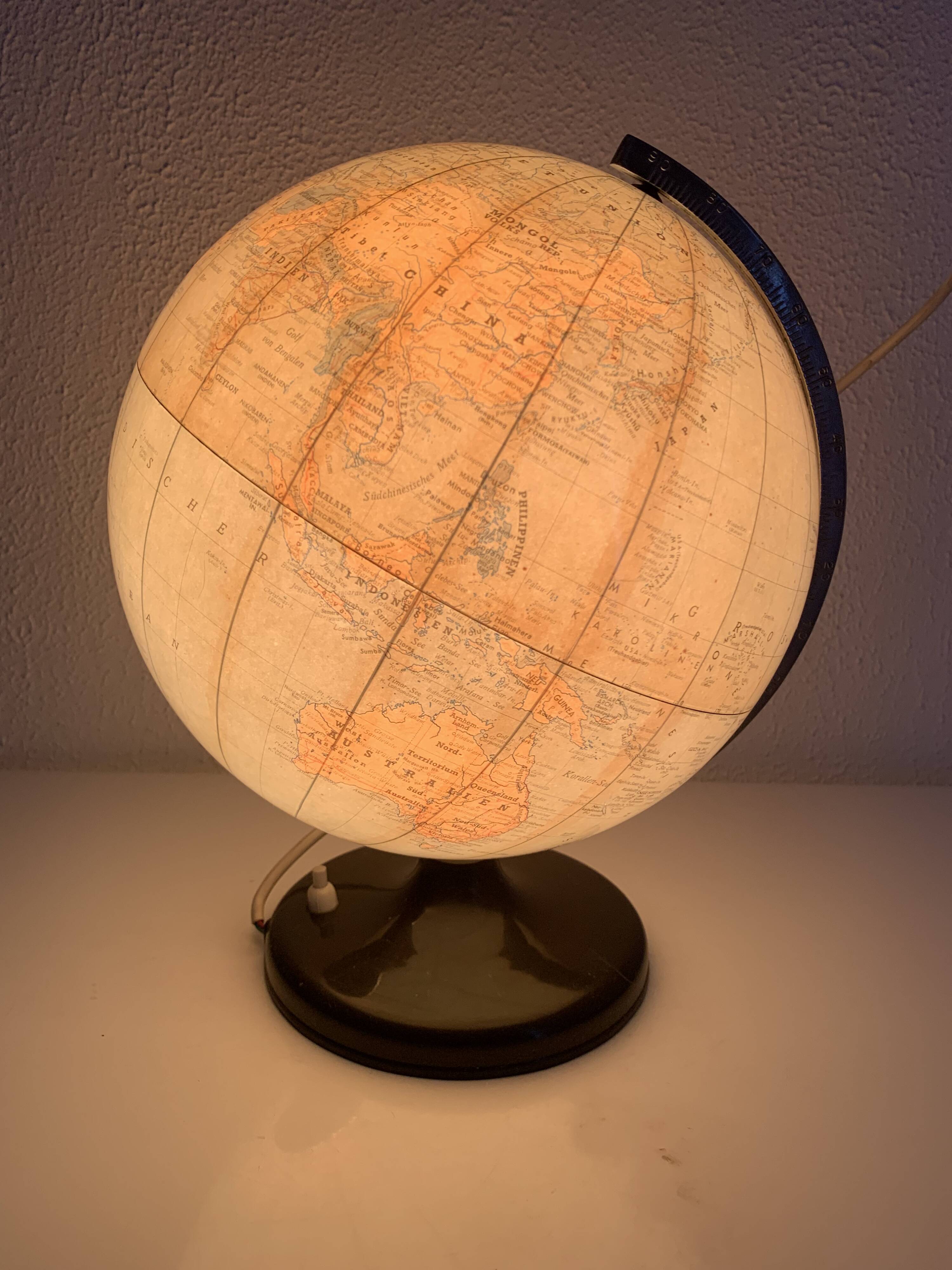 Globe vintage 1960 terrestre lampe Süd-west verlag Munchen  - 34 cm