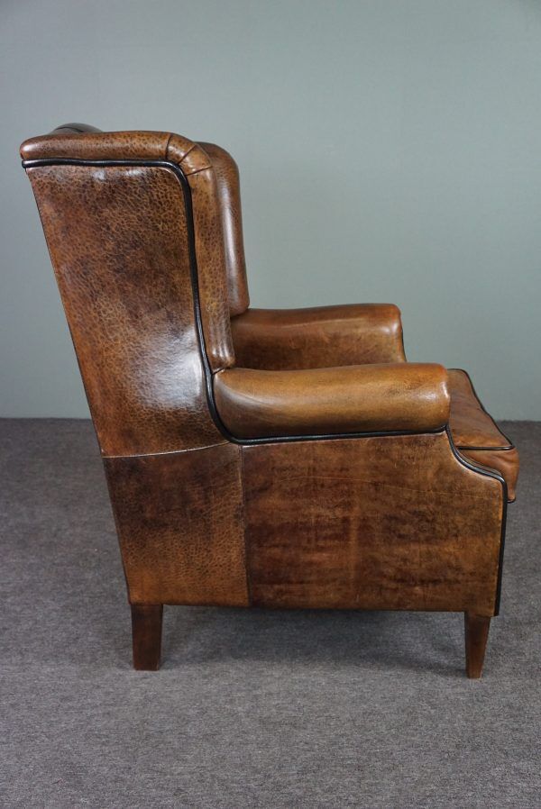 Brown sheepskin armchair