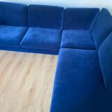 Canapé d’angle sits velours bleu