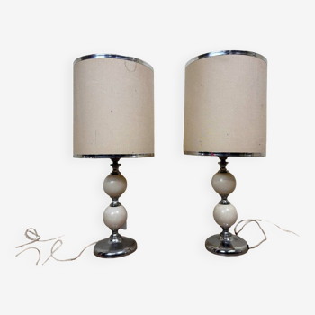 Pair of vintage chevron table lamps 1970