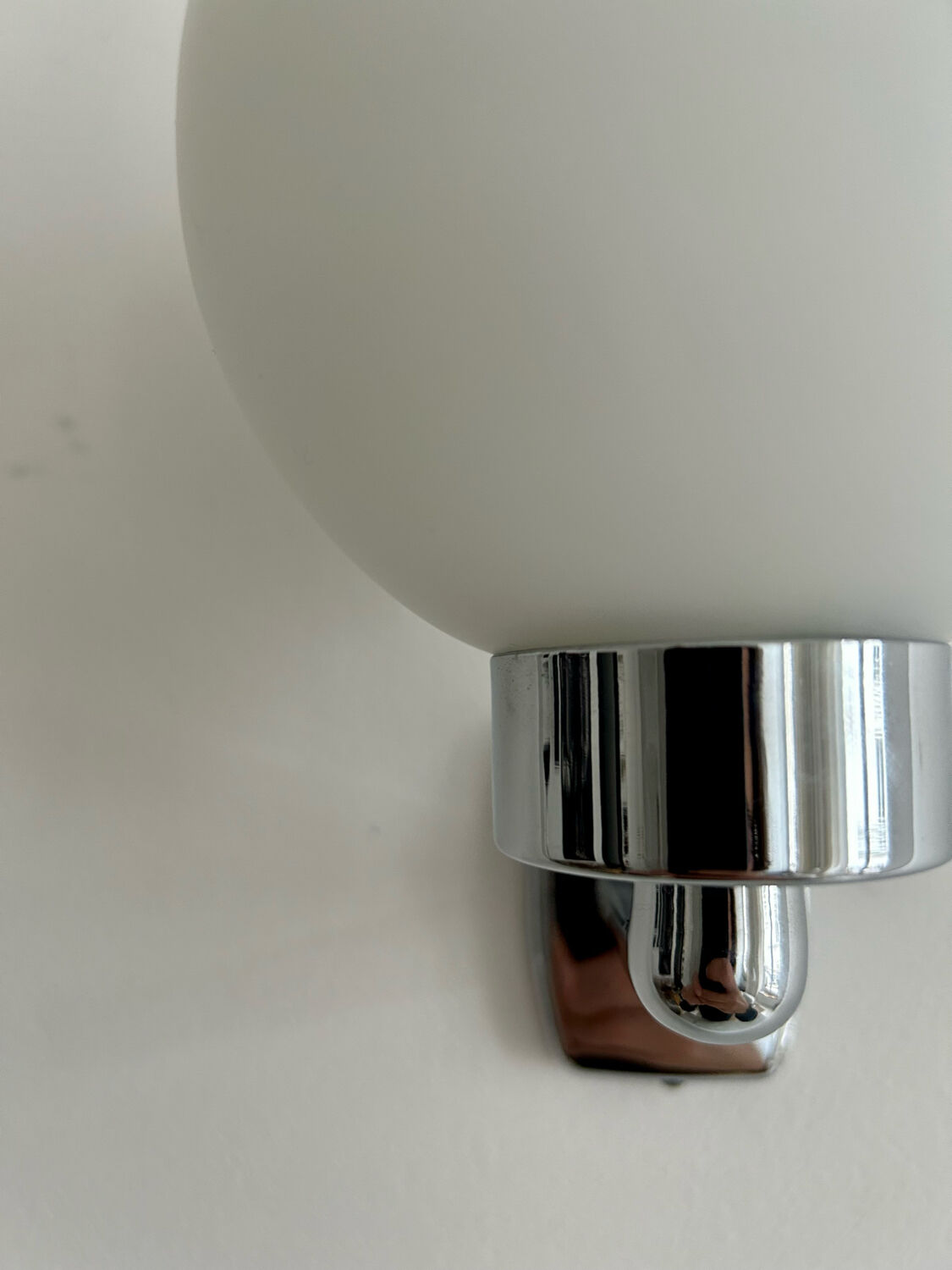 Vintage chrome and opaline wall lamp France 1970