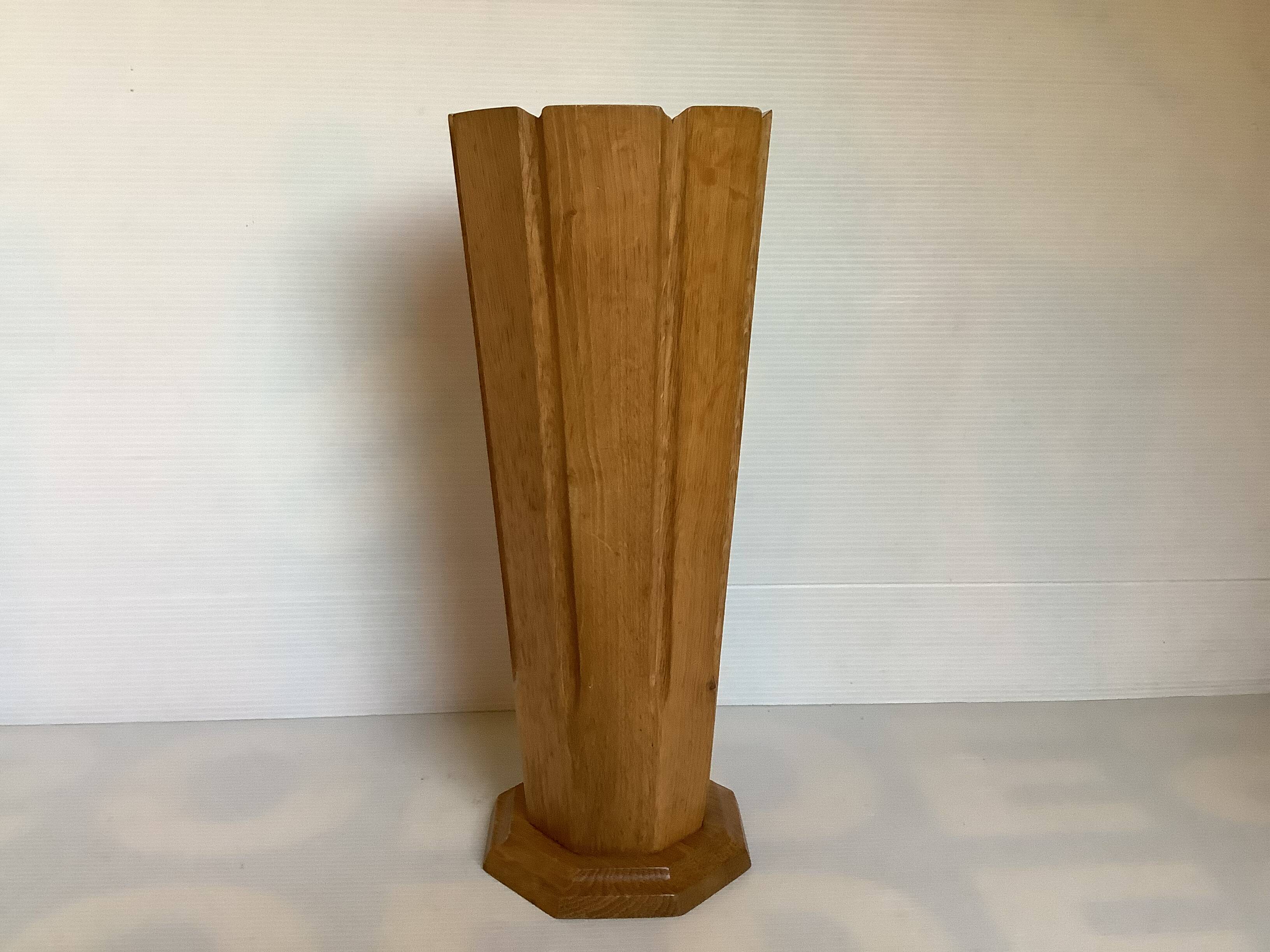 Large octagonal wooden vase