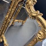 Miroir Triptyque, Bronze Doré, vers 1900.