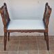 Window bench in carved walnut, late 19th century, renovated seat, 70 cm