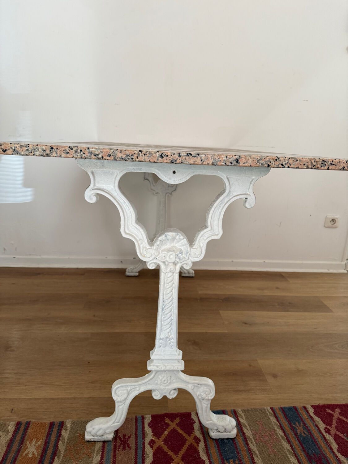 Marble and wrought iron table