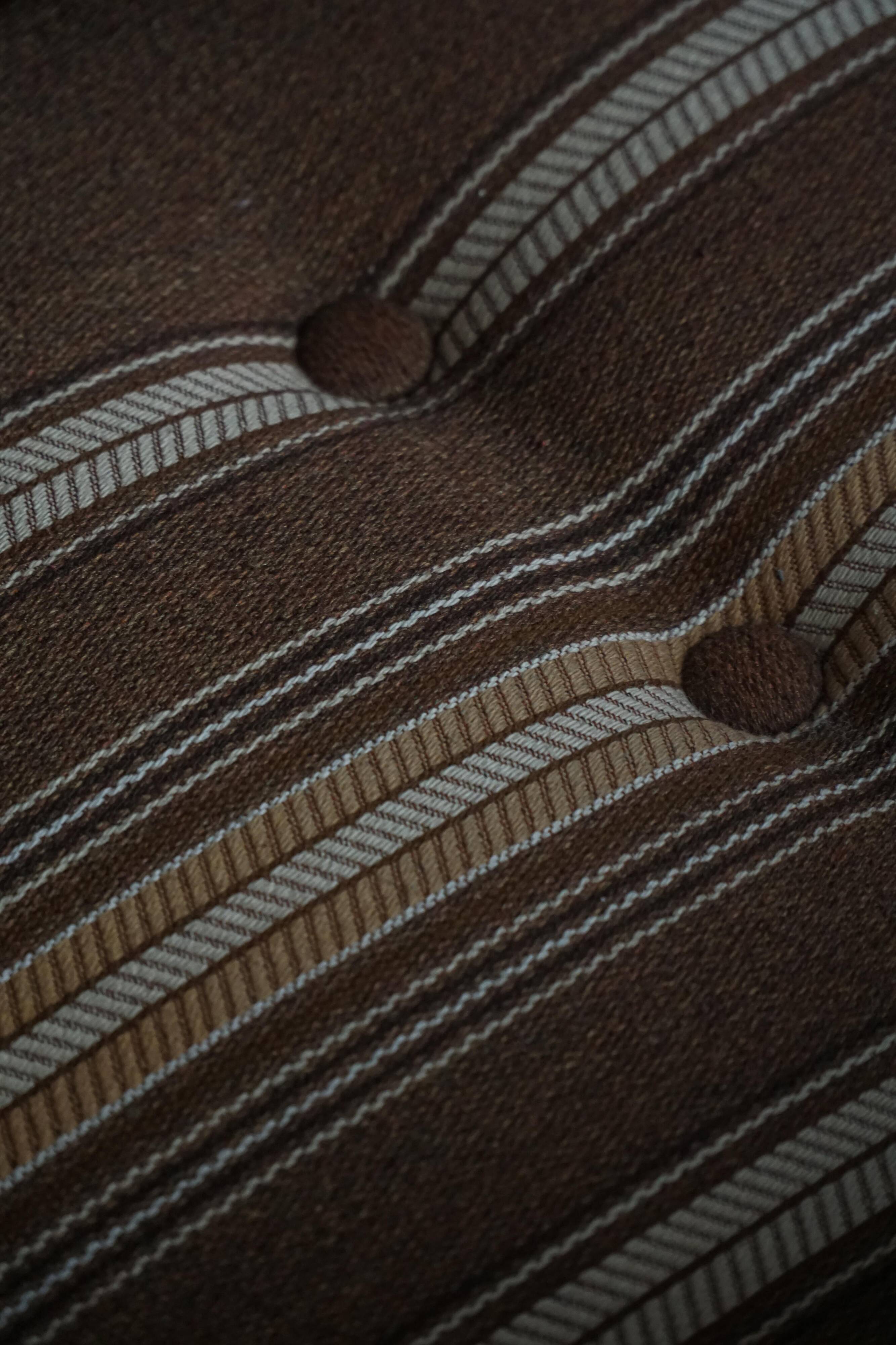 Modern Danish, a pair of lounge chairs in oak and wool, Henning Kjærnulf, 1960s.