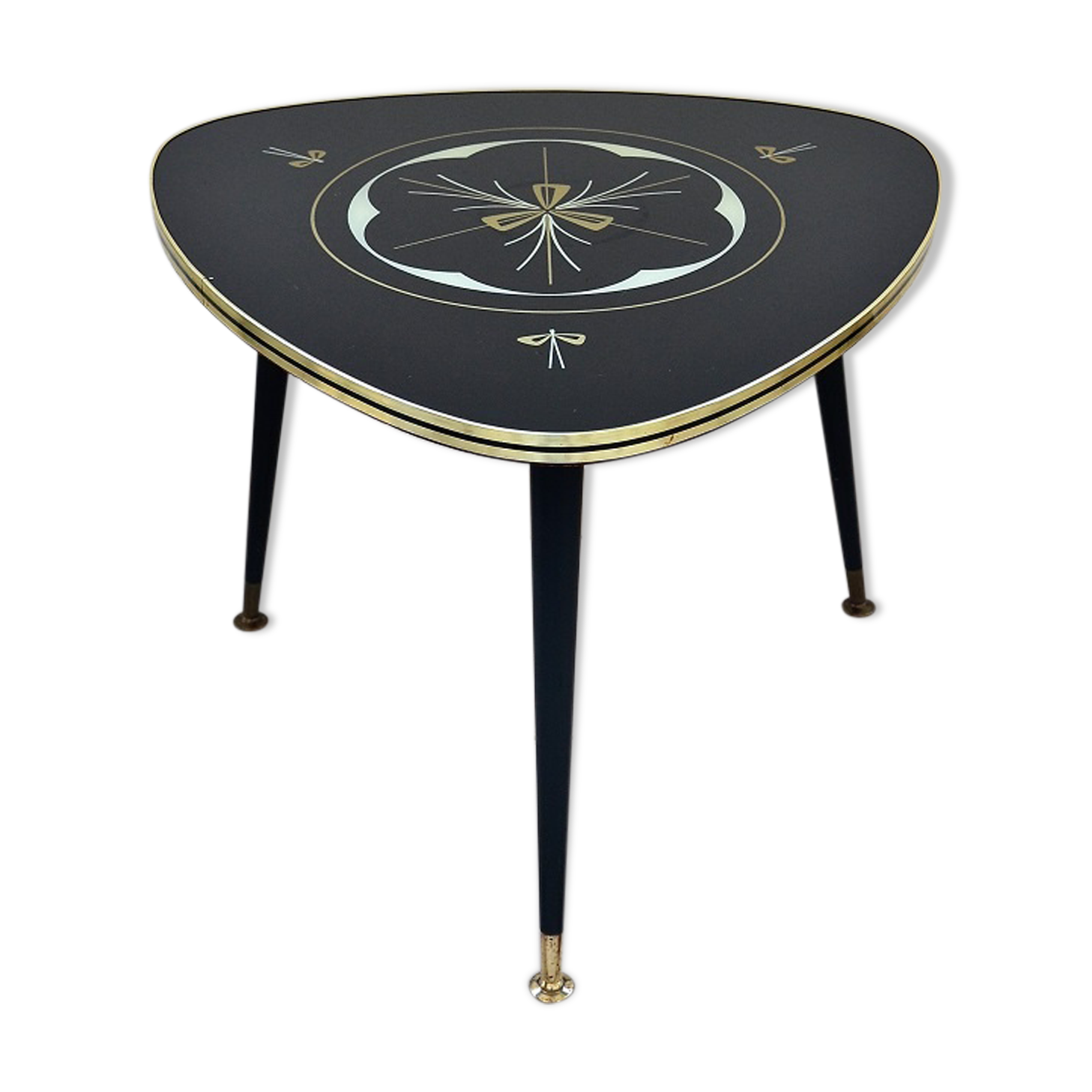 Table basse tripode compas design graphique des années 60